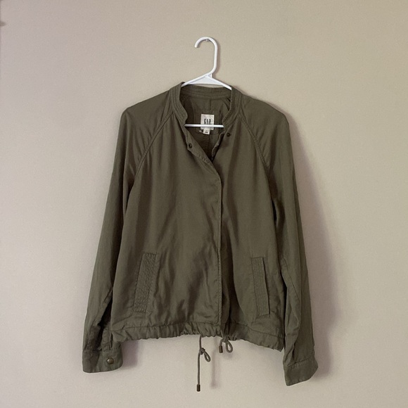 GAP Jacket Fall Green Zip-Up Lightweight Lyocell Medium Coat - Picture 4 of 14